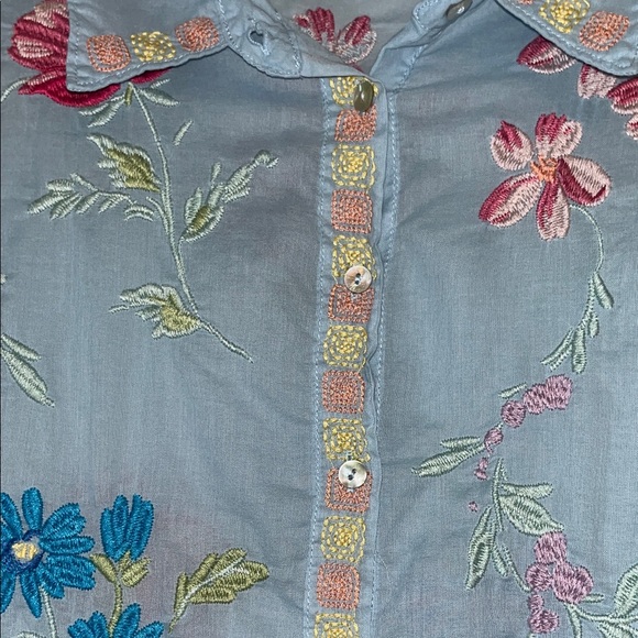 Johnny Was Multicolor Embroidered Blue Blouse - Picture 11 of 12